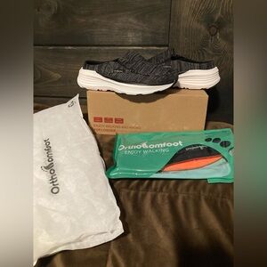 Orthocomfoot brand, new in box, orthopedic slipon loafers, black, comfortable